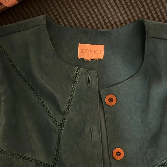 Vintage Koret Blazer Womens Blue Patchwork Crochet Retro 80s 90s Jacket L - Picture 8 of 8